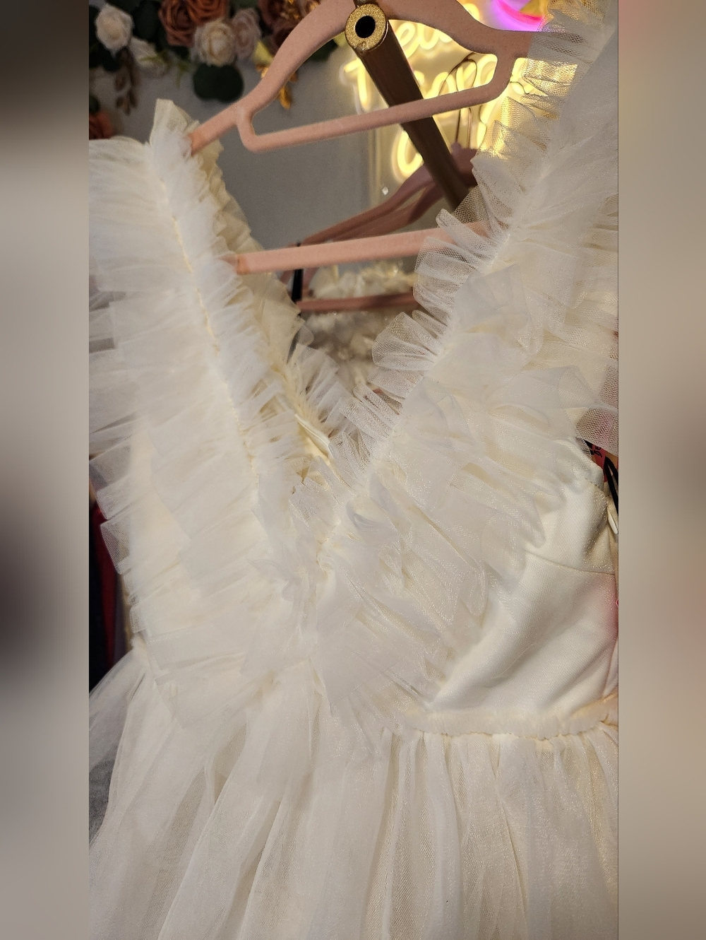 NWT Betsey Johnson Cream Tiered Tulle Mini Dress Size S - Picture 11 of 16